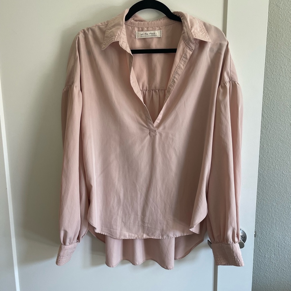 Baby Pink Free People Oversized Blouse, Medium